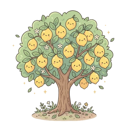 Illustration of grapefruit tree