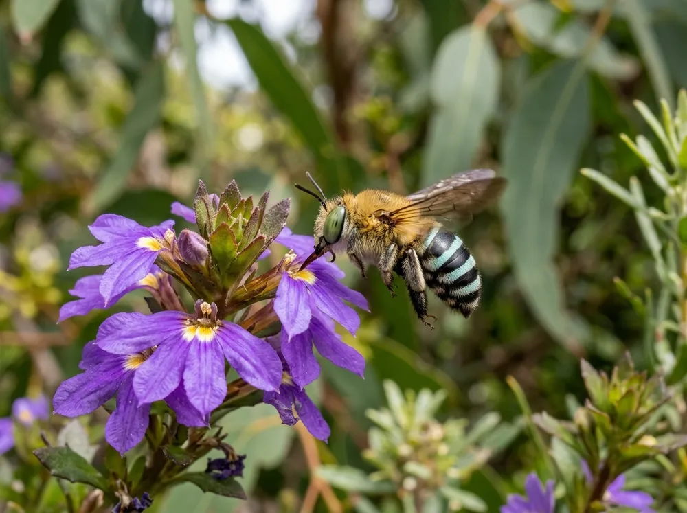 Blue banded bee illustration