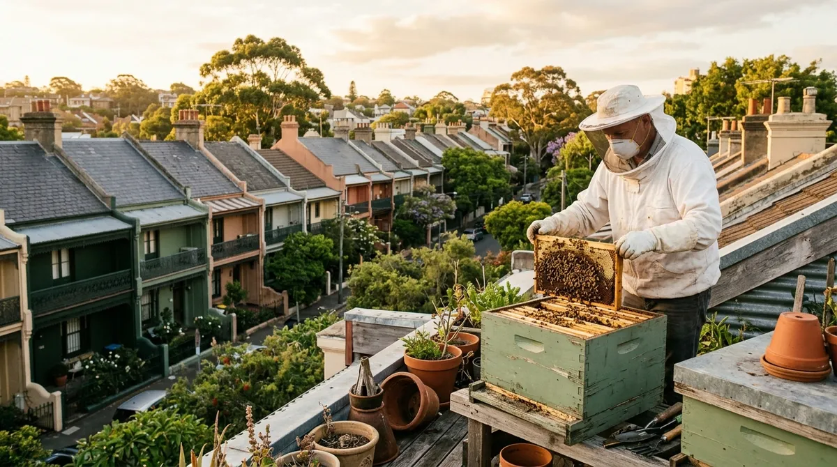 Rooftop beehive in inner Sydney