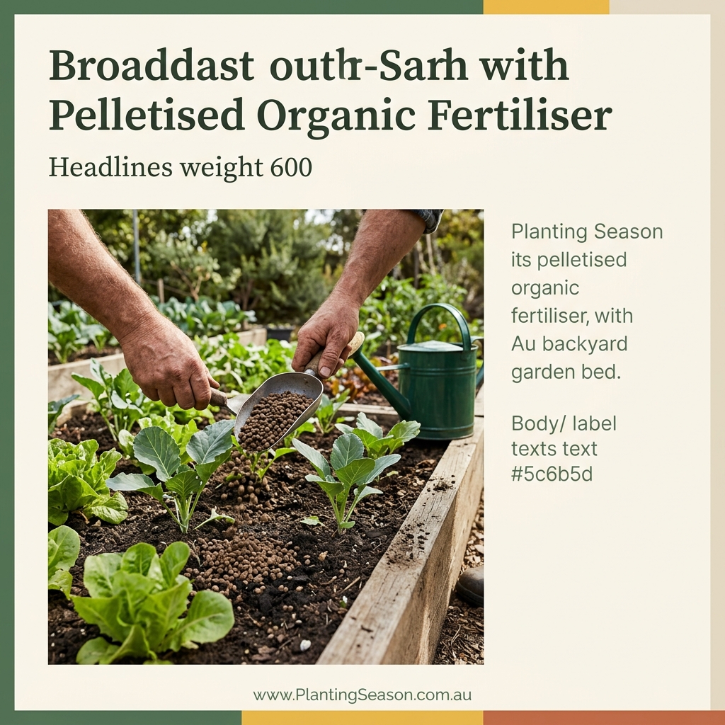 Broadcasting organic fertiliser around vegetable plants