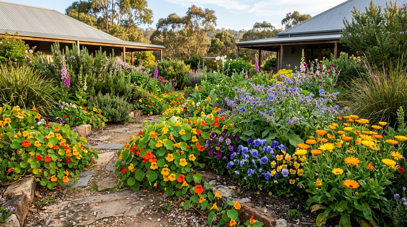 Edible flowers in garden
