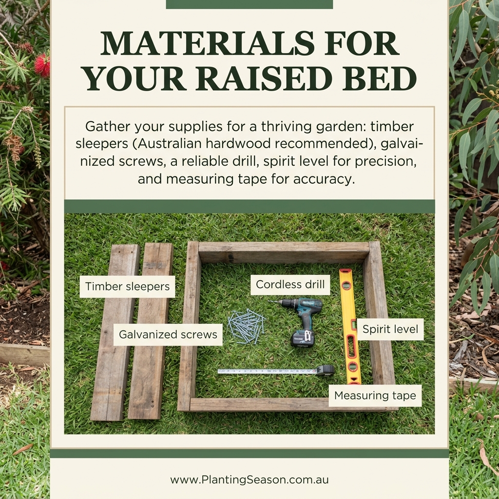 Raised bed building materials laid out on grass