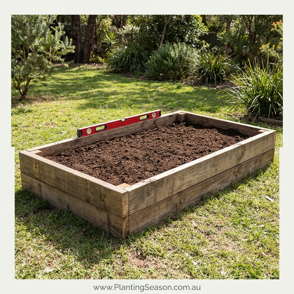 Raised bed frame positioned in a sunny spot