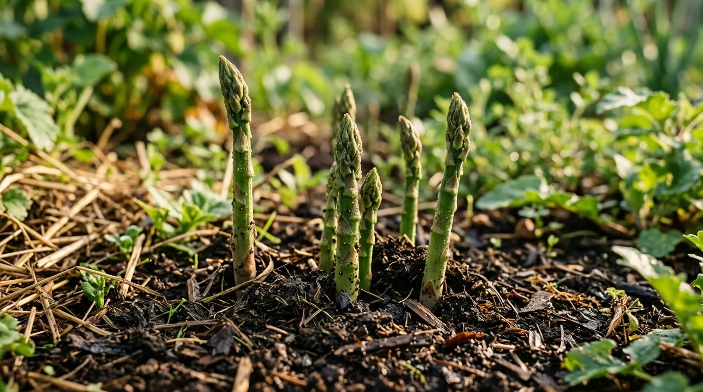 Asparagus growing in the garden