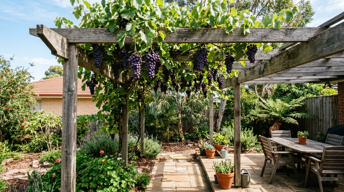 Grape vine on pergola