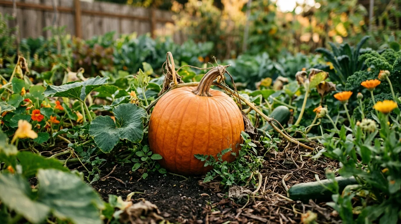 Pumpkin growing in the garden