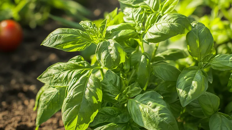 Basil plant ready for picking