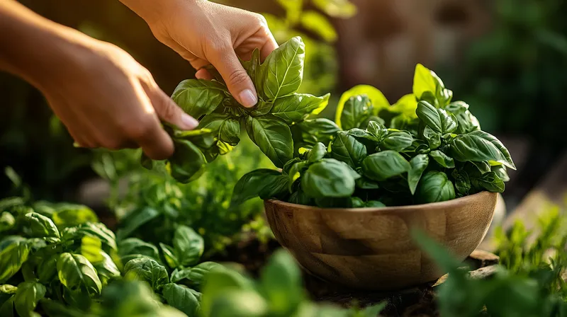 Bunch of freshly picked basil