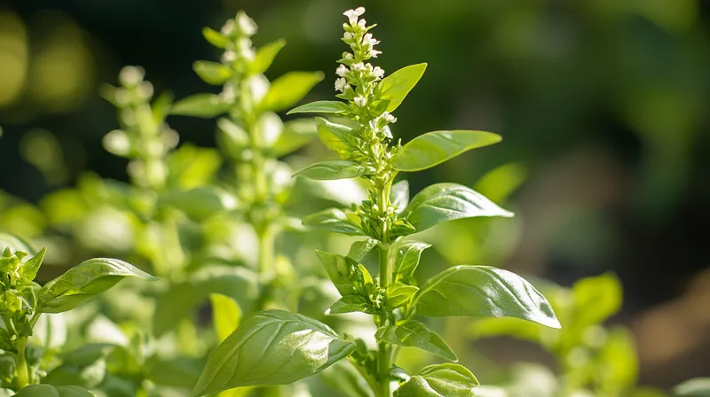 Basil plant with yellowing leaves