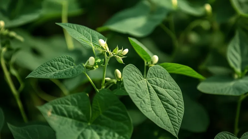 Bush bean plant with green foliage