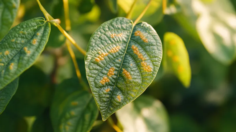 Bean plant showing aphid damage