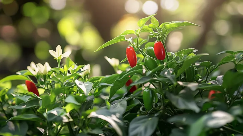 Chilli plant in full flower