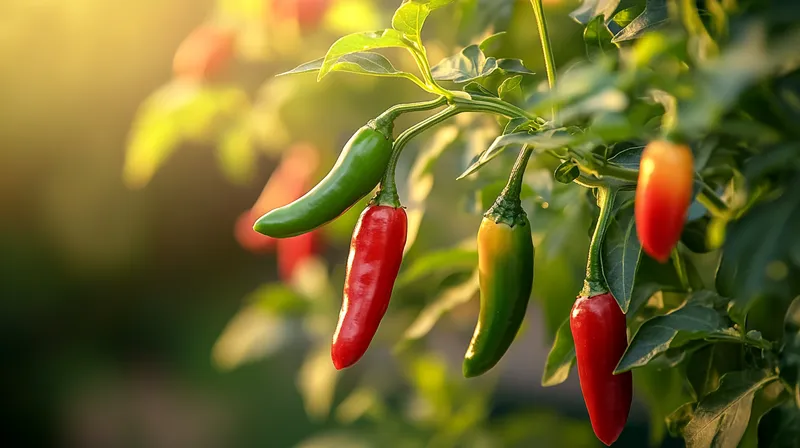 Cluster of ripe chillies ready to harvest