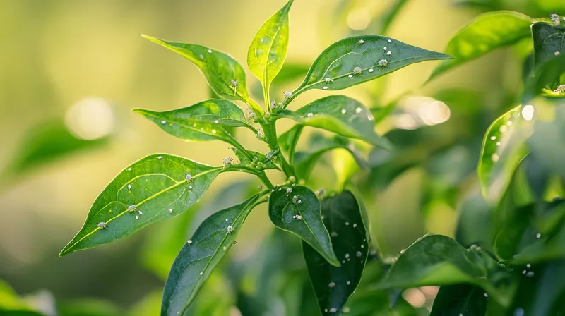 Chilli leaves with whitefly infestation