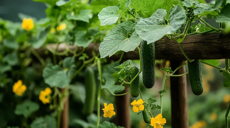 Cucumber plant with yellow flowers