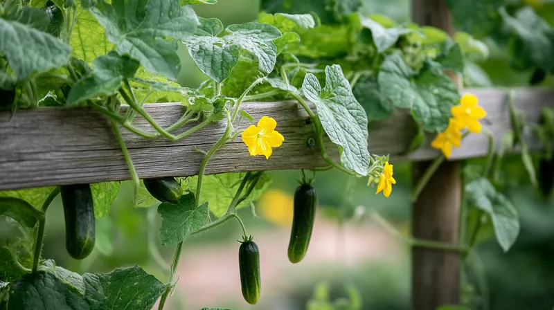 Healthy cucumber plant in full growth
