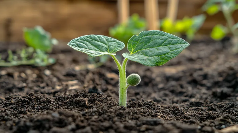 Cucumber seedling with cotyledons