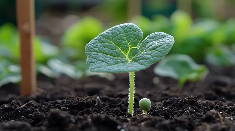 Small cucumber seedling ready for planting