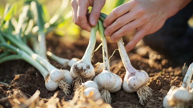 Bundle of garlic drying and curing