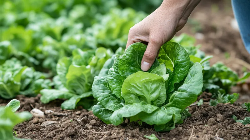 Hand picking a crisp lettuce