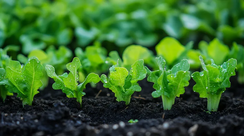 Lettuce seedling emerging from soil