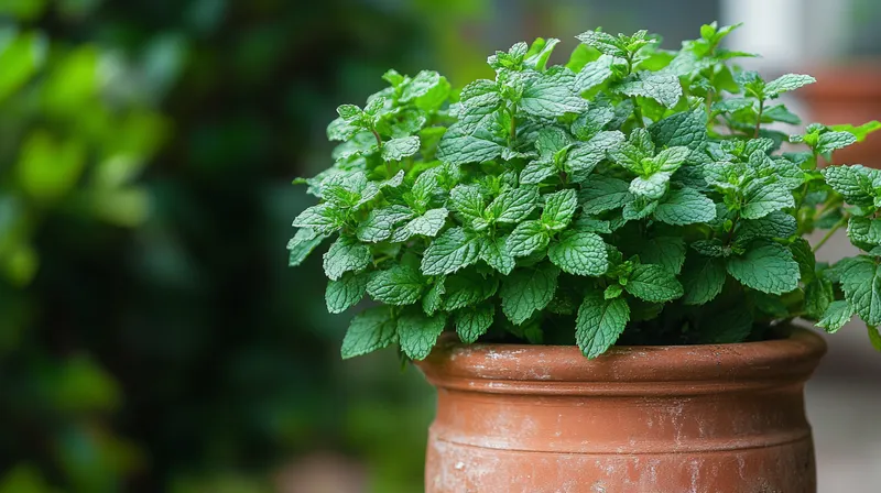 Mint plant with vibrant green leaves