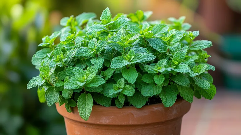 Healthy mint plant ready for picking
