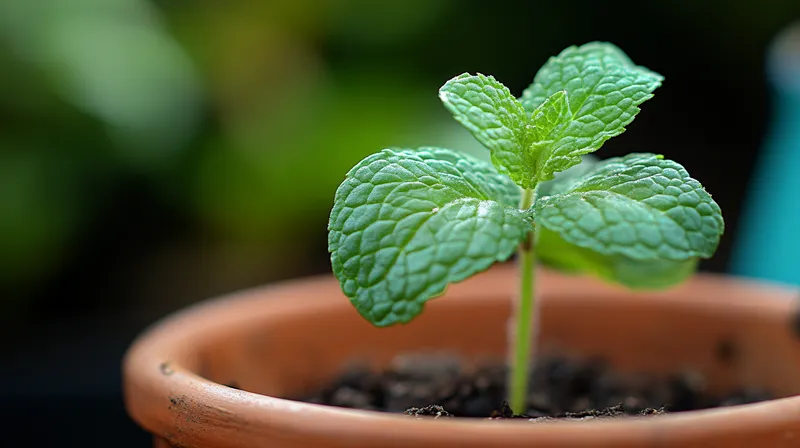 Small mint sprig ready to plant