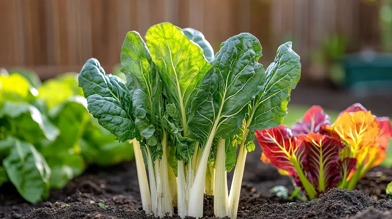 Silverbeet plant with large broad leaves