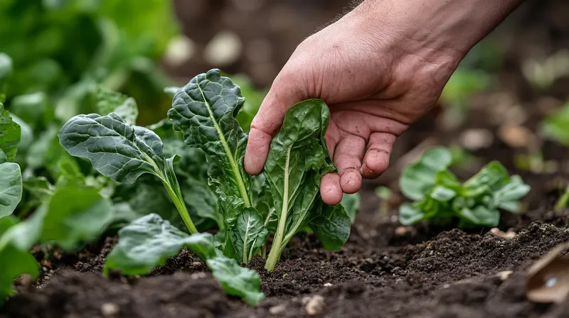 Freshly picked silverbeet leaves