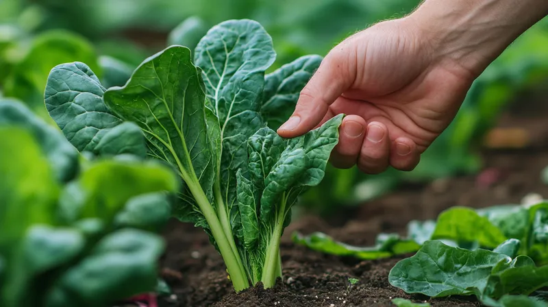 Hand harvesting silverbeet from the plant