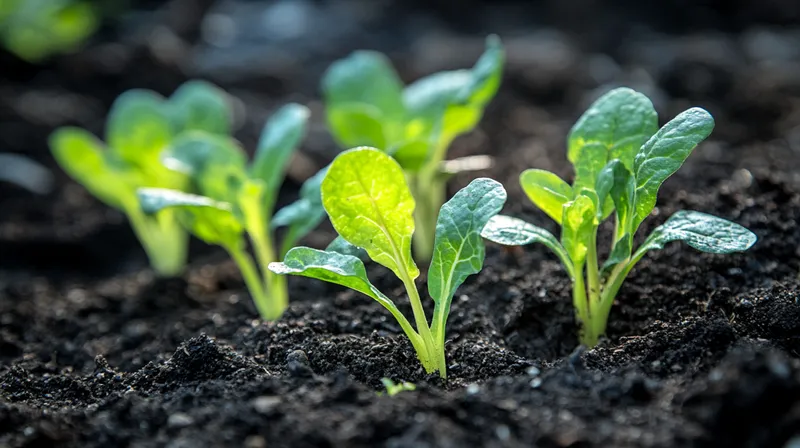 Silverbeet seedling with first true leaves