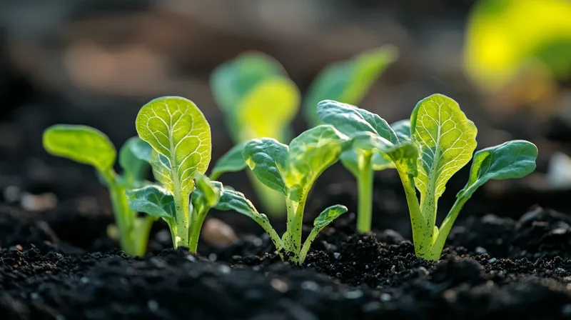 Young silverbeet plant in the garden