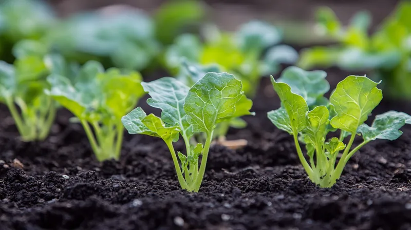 Silverbeet sprouts emerging from soil