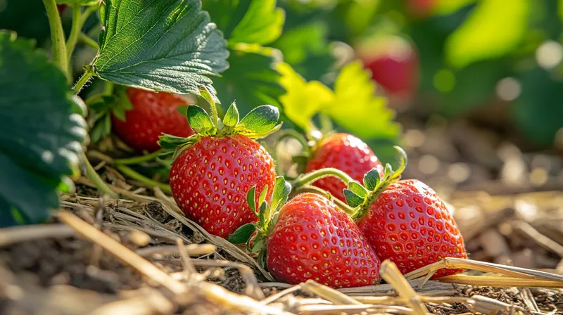 Hand picking fresh strawberries