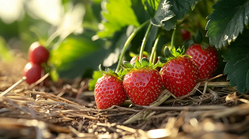 Basket of freshly harvested strawberries
