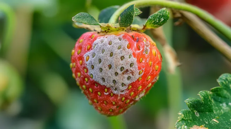 Strawberry leaves with fungal spots