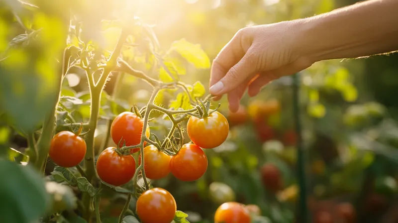 Ripe red tomatoes on the vine ready to pick
