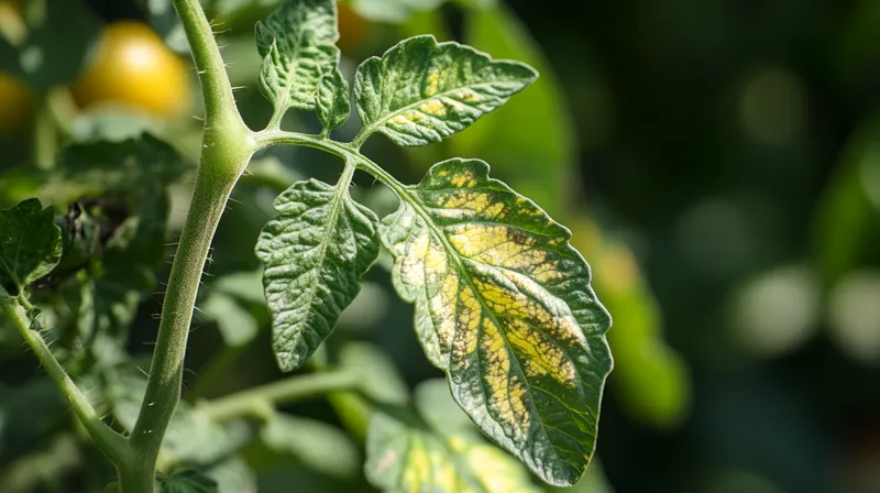 Tomato leaf disease close-up